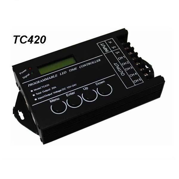 LED Time Dimmer RGB Controller TC420 DC12V/24V 5Channel Total Output 20A Common Anode Multi-function Programmable for led light