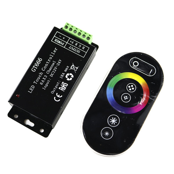 12V GT666 Touch led controller DC12-24V 6Ax3channel 18A RBG controller led dimmer for 5050 3528 2835 RGB strip lights tape