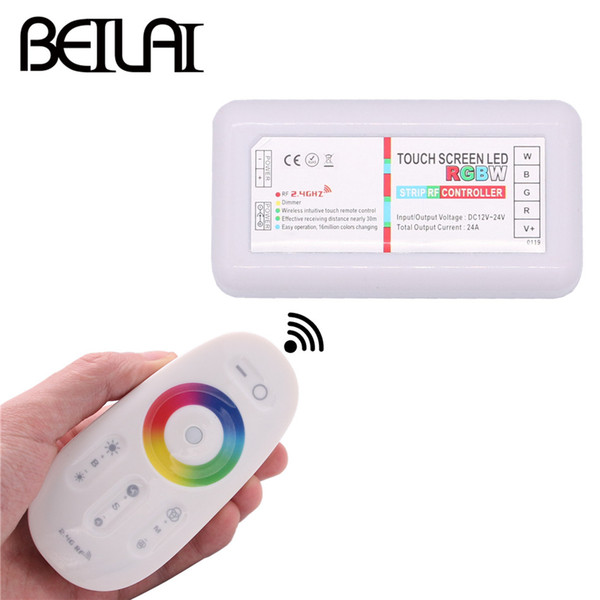 BEILAI 2.4G RGBW LED Controller Touch Screen DC 12-24V 24A 4Channels RGBW Remote Controller For 5050 LED Strip Light