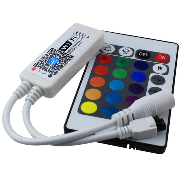 RGB/RGBW Led wifi controller 12V + remote controller 24keys for led strip android/ios/iphone/smartphone smart control home