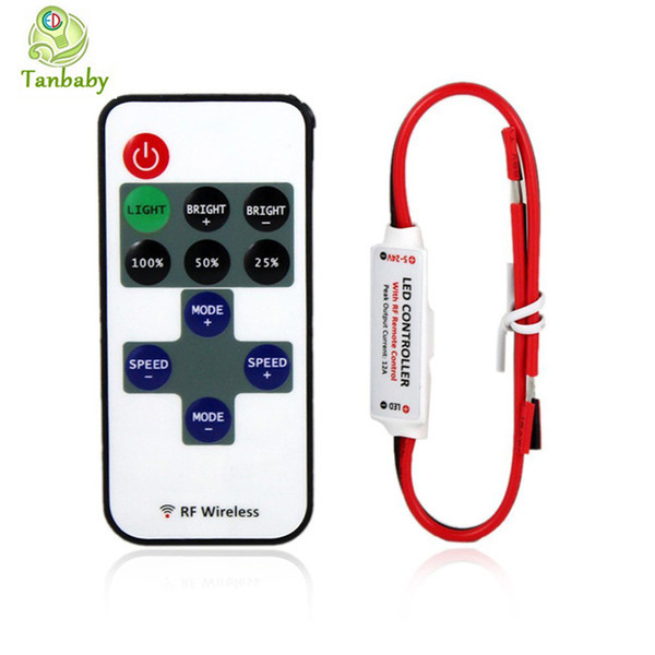 Tanbaby DC5-24V wireless mini led controller dimmer 11key RF remote control for single color led strip 5050 3528