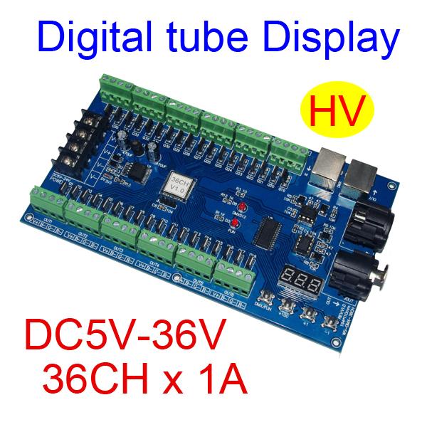 5 pieces free shipping 36CH dmx512 Controller,Digital tube display decoder,36 channel 13groups RGB output,DC5V-36V for LED strip light