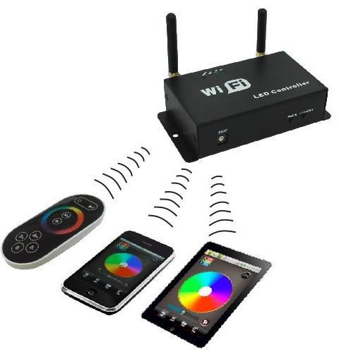 Dual Control, Mobile Phone/Ipad & Remote Control LED Strip Light RGB Wifi Controller Color Change with 2 years warranty CE, RoHS certified