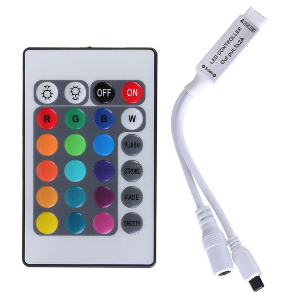 DC 12V 24 Key Mini IR Remote Controller For 3528 5050 RGB LED Strip Light LED_822