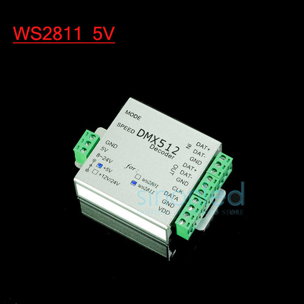 Wholesale-WS2811 5V DMX LED RGB Controller decoder DMX512 WS2812B WS2811 LED Flexble Strip SPI Converter Output Max 170 Pixels