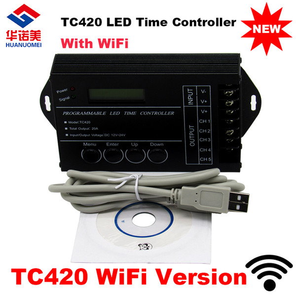 Newest time dimmer TC421 WiFi time programmable led controller tc420 dimmer rgb aquarium lighting timer, DC12~24V input, 5 channels,max 5*4A