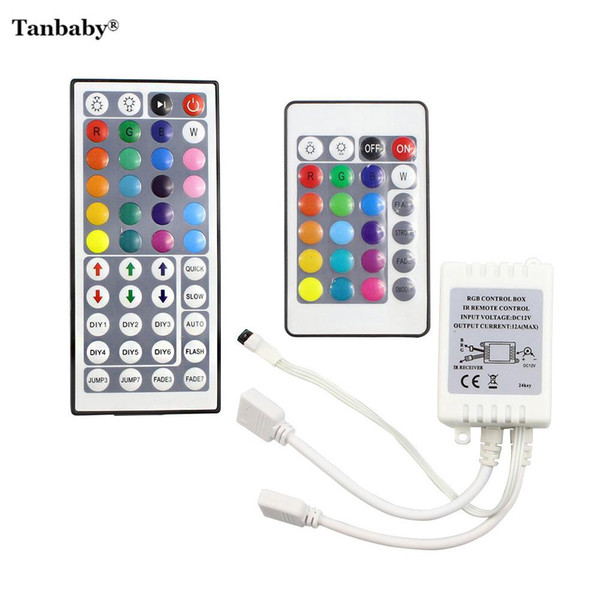 Tanbaby RGB LED Controller 24 / 44 Key Dual Output Port Connectors DC12V 2 Ports Dimmer for 3528 5050 RGB led strip light