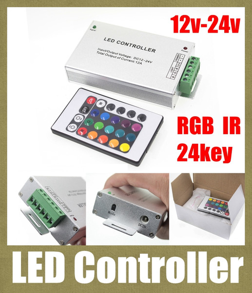 rgb led controller 24 key ir remote control mini rgb control box aluminum ase for led strip 5050 3528 wireless rf remote control DT008