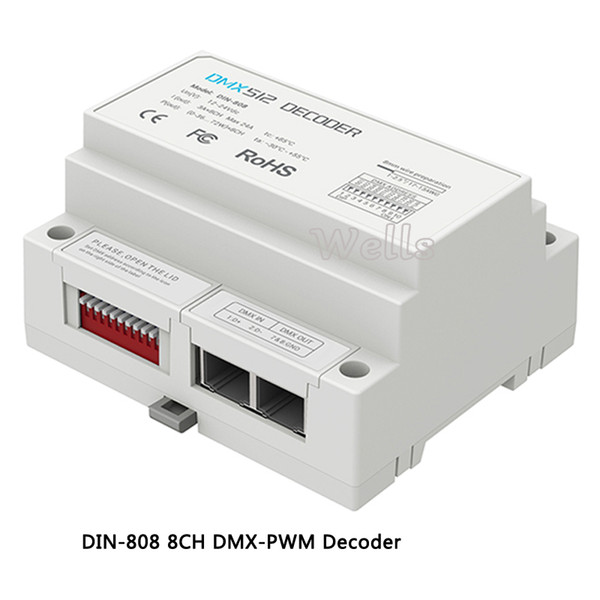 2018 LTECH DIN-808 8CH DMX-PWM Decoder DC12-24V input 3A*8CH Max 24A output 8 Channel LED RGBW Strip Decoder