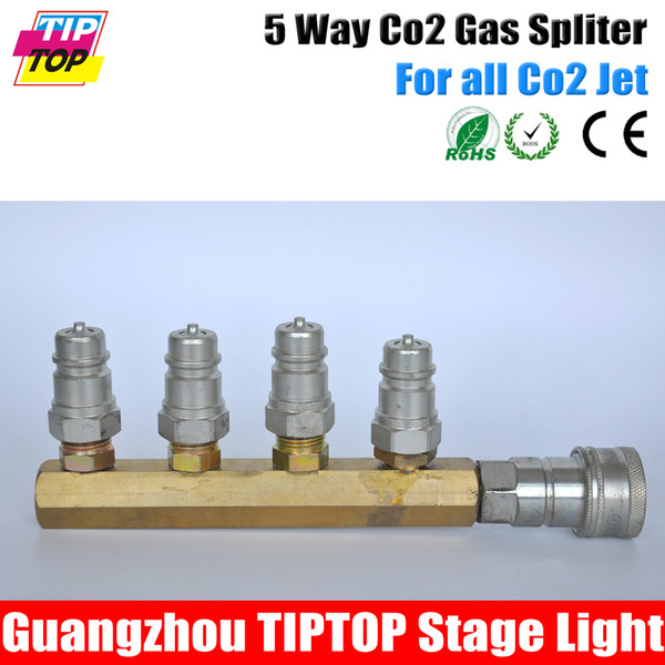 High-quality 5-way CO2 Gas Splitter For Co2 Jet Machine Spare Parts Brass Fitting Pipe Quick Connector Female/Male Con CE