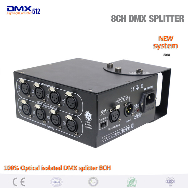 2018 Factory wholesale DMX Splitter DMX controller 8 channels 100% Optical isolated DMX splitter for stage lighting