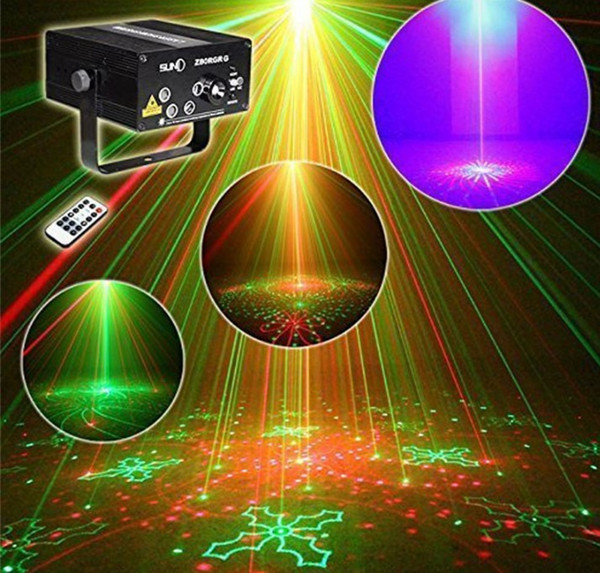 3 Colors Remote 5 Lens 80 Pattern RGB Laser BLUE LED Stage Lighting Light Green Red illumination DJ Home Professional Light LLFA