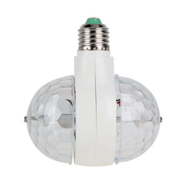 Wholesale- E27/B22 Dual Head Rotating Lamp 6W RGB LED Bulb Lamp Ball Stage Light Disco DJ Light RGB LED Bulb AC 85-265V