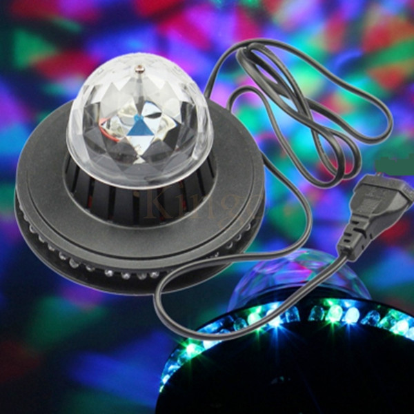 Wholesale- Multi Full Color Voice Activated RGB LED Crystal Rotating Stage Light For DJ Disco Party Bar KTV Xmas Lamp AC110-240V