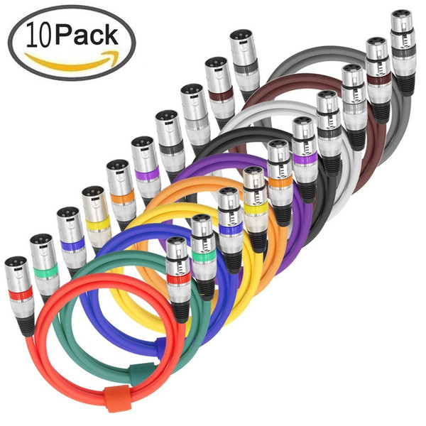 Multi-Color XLR Cable 3 Pin 6.5ft/2M PVC Rubber Jacket Microphone Balanced Snake Cables for Stage/Studio