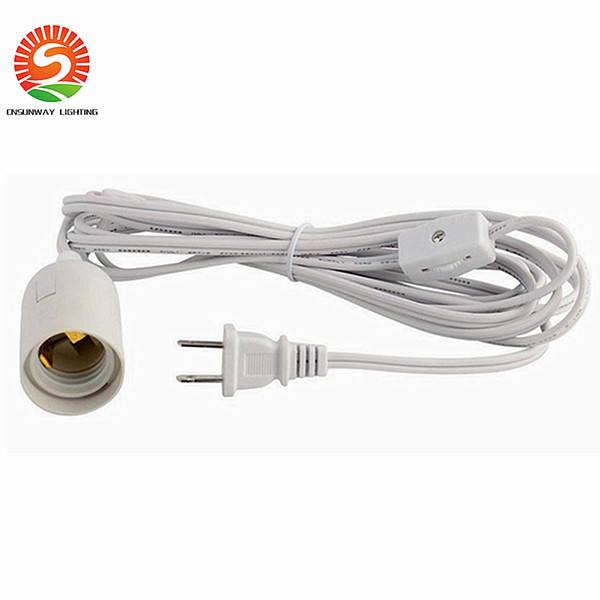 New arrive 12 feet 3.5m LED bulb power wire US plug E26 E27 lamp holder + gear switch Direct sale DHL free shipping