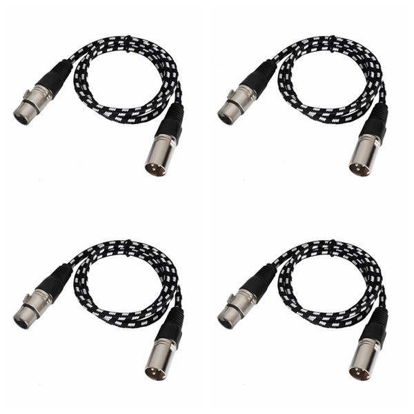 XLR DMX Cables 3 Pins Male to Female 3FT/1M for Stage Par Lights and Microphones 4 packs