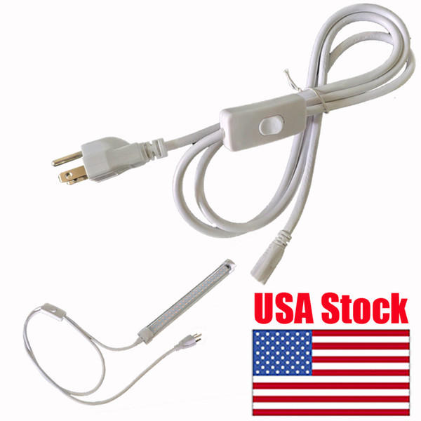 US Plug Power Cable Corded Electric with built-in ON/OFF Switch, Integrated LED Tube Power Wire Cable Extender - White