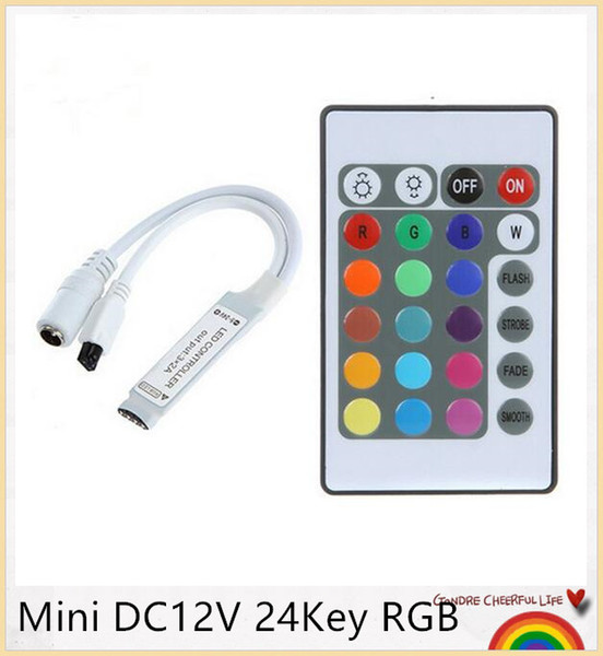 Mini DC12V 24Key RGB Controller IR Remote Controller With Mini Receiver For 3528/5050 RGB LED Strip Light /Led Tape Controller