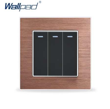 3 Gang Momentary Contact Switch Reset Switches Wallpad Luxury Wall Light Switch Satin Metal Panel