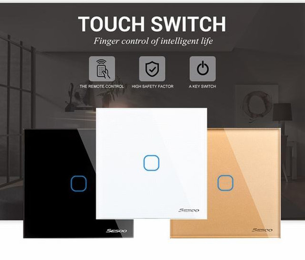 EU/UK Standard SESOO Touch Switch 1 Gang 1 Way,Wall Light Touch Screen Switch,Crystal Glass Switch Panel ZJ0034