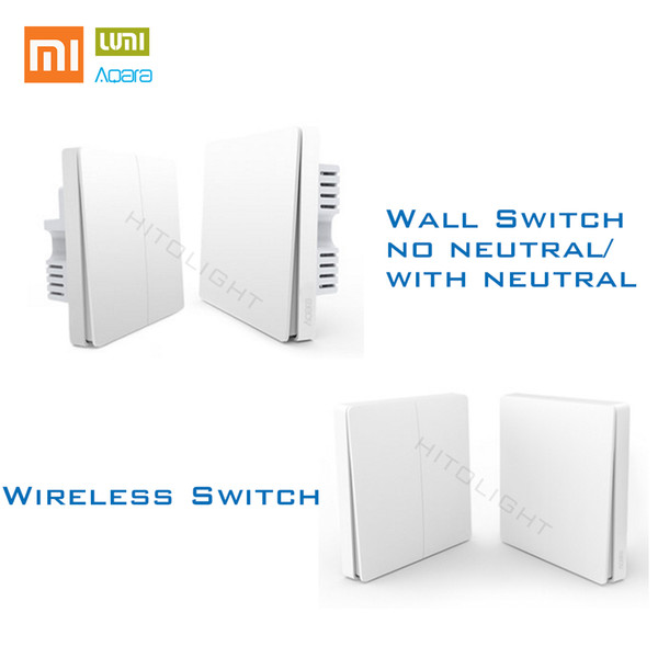 Xiaomi Aqara ZigBee Smart Light Control Wireless Wall Switch by Smartphone WiFi Single/Double Button Bedroom Fan Strip Light Living Room