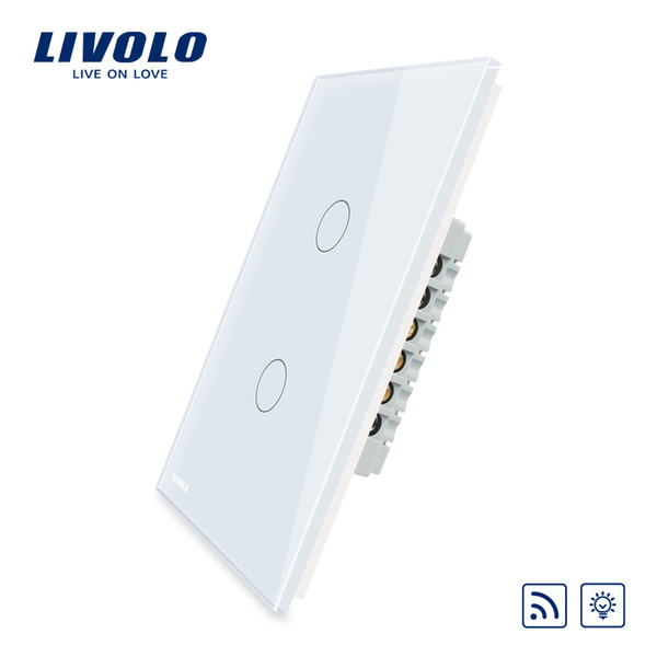 Livolo US/AU Wireless Dimmer Remote Light switch ,White/Black Crystal Glass Panel,AC110~250V, VL-C502DR-11/12.Without remote