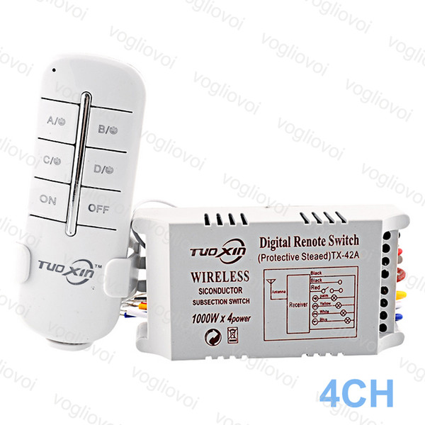 Switch Receiver 4CH Way 220v For LED Ceiling Panel Lamps Bulbs Digital RF Remote Controller Wireless Transmitter Plastic DHL