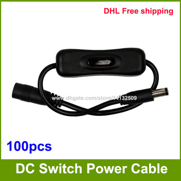 DHL Free shipping High Quality 5.5mm x 2.1mm DC Male to Female Power Supply Extension Cable Cord with ON / OFF Switch 100pcs