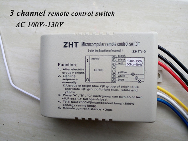 High quality 3 channnel wireless remote control switch transmitter for light , AC 110V , ZHT-3