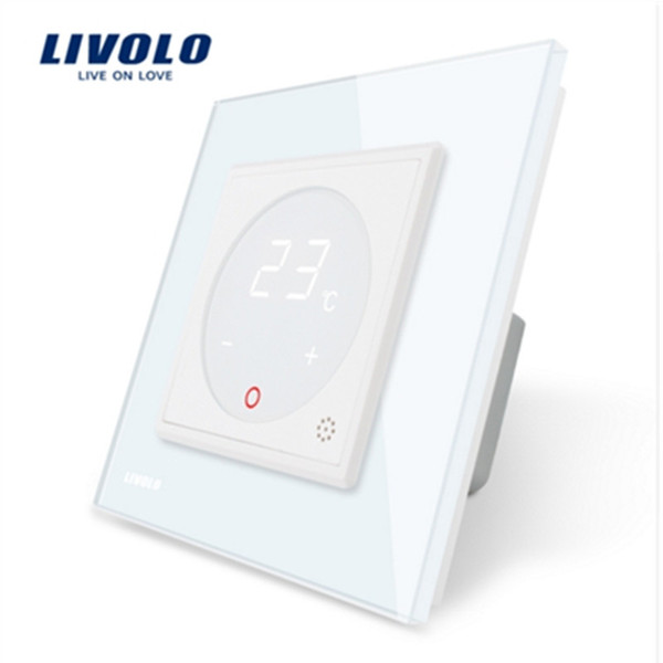 Livolo Thermostat EU Standard Temperature Control, Heating device , White Crystal Glass Panel , AC 110-250V, C701TM-11