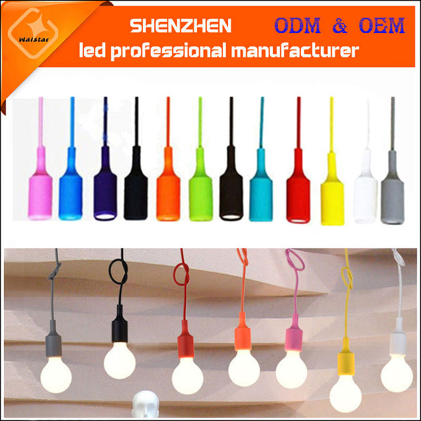 13 Colourful E27 Silicone LED lamp Bases Socket DIY Pendant Holder Silicone Cable Extension Cord Pendant Light E27 Lamp holder