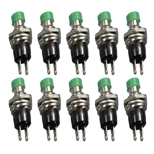 New 10 pcs Momentary Mini On Off Push Button Micro On-Off SPST Switch Green 2 Pins small order no tracking