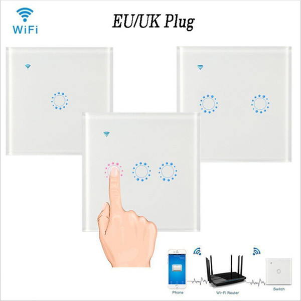 WiFi Touch Wall Light Switch Panel 1/2/3 Gang EU/UK Wireless Wall Switch Support Timing and Remote Control Work with Alexa Google Home