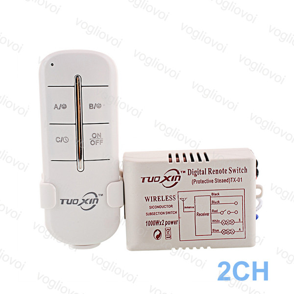 Switch Receiver 2CH Way 220V For LED Ceiling Panel Lamps Bulbs Digital RF Remote Controller Wireless Transmitter Plastic DHL