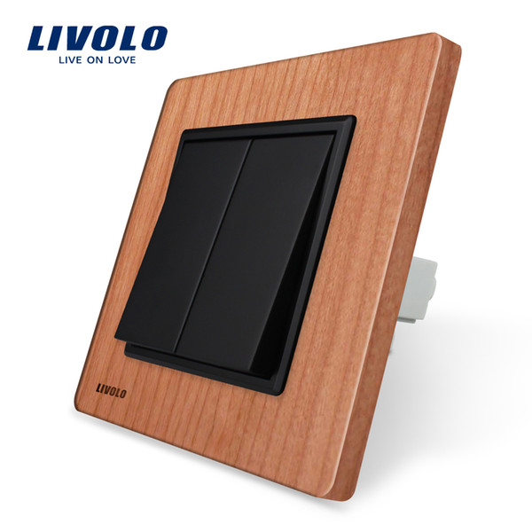Livolo Manufacturer Luxury Cherry Wood Panel, Push Button Switch/ Smart Home, VL-C7K2-21, 2Gang 1Way