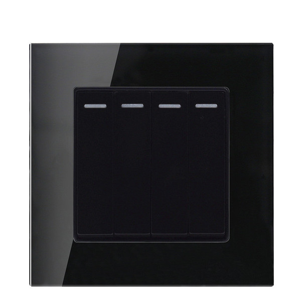 Black color 4 Gang 1 way / 2way Glass panel wall switch and 220-250V light switch