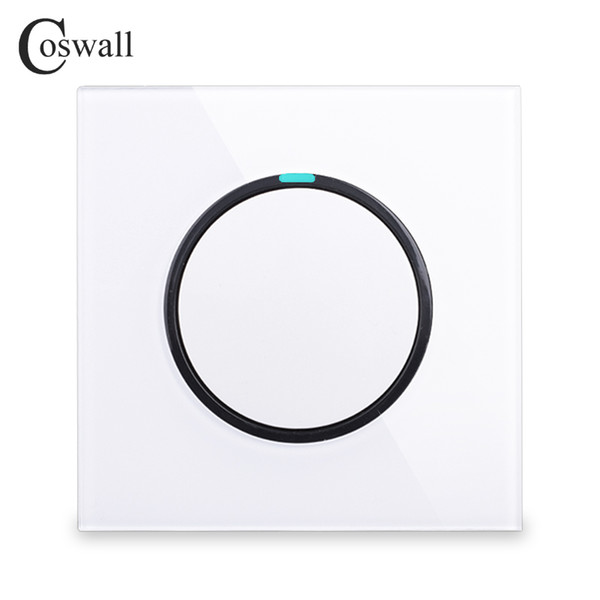 Wall Light Switch With LED Indicator Coswall 1 Gang 1 Way Random Click Push Button Crystal Glass Panel