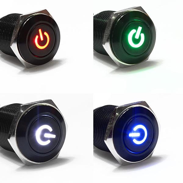 16mm Hole 12V LED Metallic Car Angle Eye Power Push Button Switch Latching Type order<$18no track