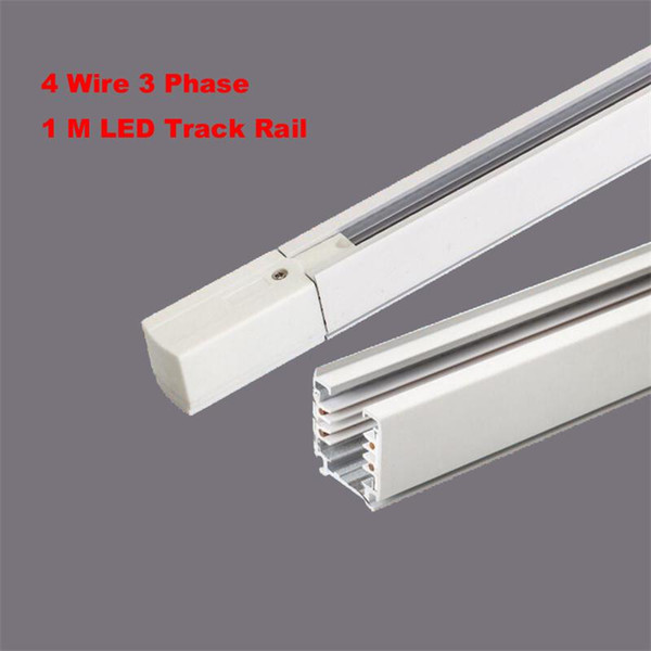 Black White 1M 3 Phase Circuit 4 Wire Track Rail track surface mounted lamp Universal rails lighting fixtures