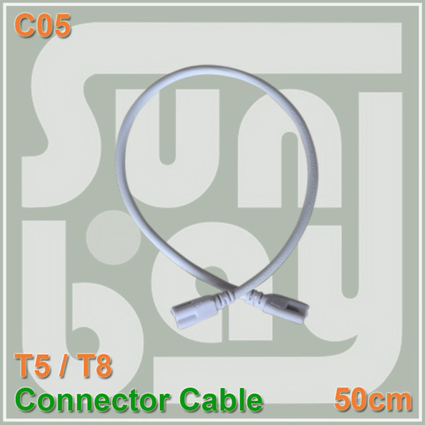 Free shipping T5 T8 connnecting wire 50cm power cords cable both side tube connector 3 pin sockets For integrated tube