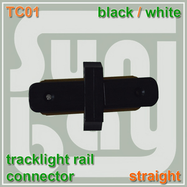 Free shipping LED tracklight rail connector two wires Straight / corner available black / white available