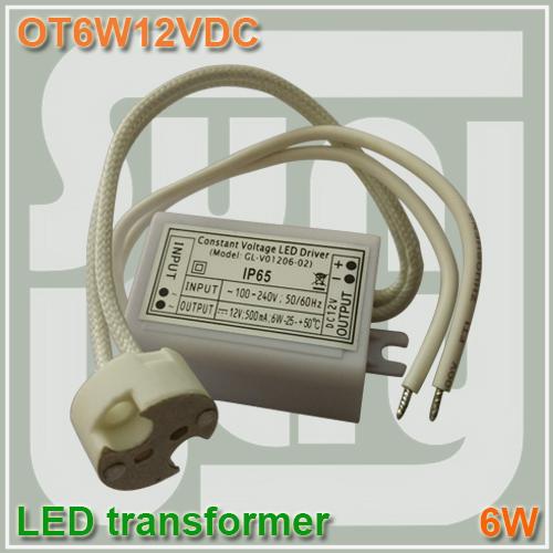 Free shipping LED transformer 12V DC 3W 4W 6W 500mA MR16 spotlight transformer waterproof PI65 with MR16 holder