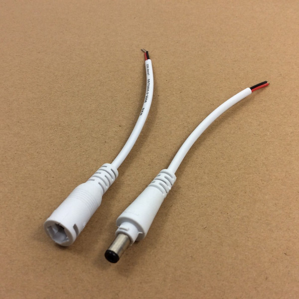 PVC Male & Female 300mm White DC LED Cable for LED Driver Easy Connection Jacket Strip Joint