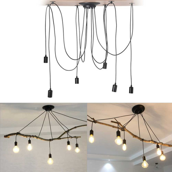 E27 6 heads Retro classic chandelier spider lamp pendant bulb holder group Edison diy lighting lamps lanterns accessories