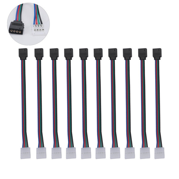 RGB LED Strip light connectors 10mm 4PIN No soldering Cable PCB Board Wire to 4 Pin Female Adapter for SMD 3528 5050