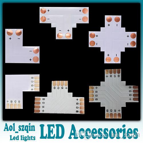 100pcs L T + cross shaped led strip light connector for 8mm 3528 single color 10mm 5050 single color or RGB led strip optional