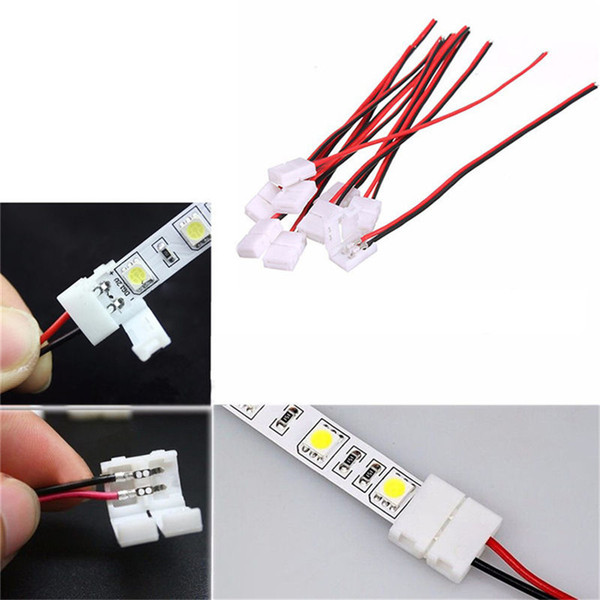 Umlight1688 Wholesale Wire With 2 Pin Connector Adapter At 1 End For 10mm 3528 5050 Single Color LED Strip Light Solderless