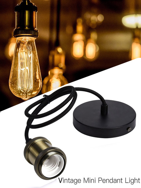 E26 E27 Base holder Golden / Rose gold Socket 1M Black rope Pendant Ceiling Light Lamp Bulb Holder fitting Accessories Kit