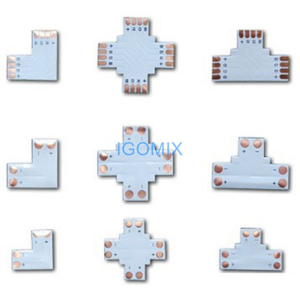 led strip light connector L T + cross shaped for 3528 5050 single color RGB led strip